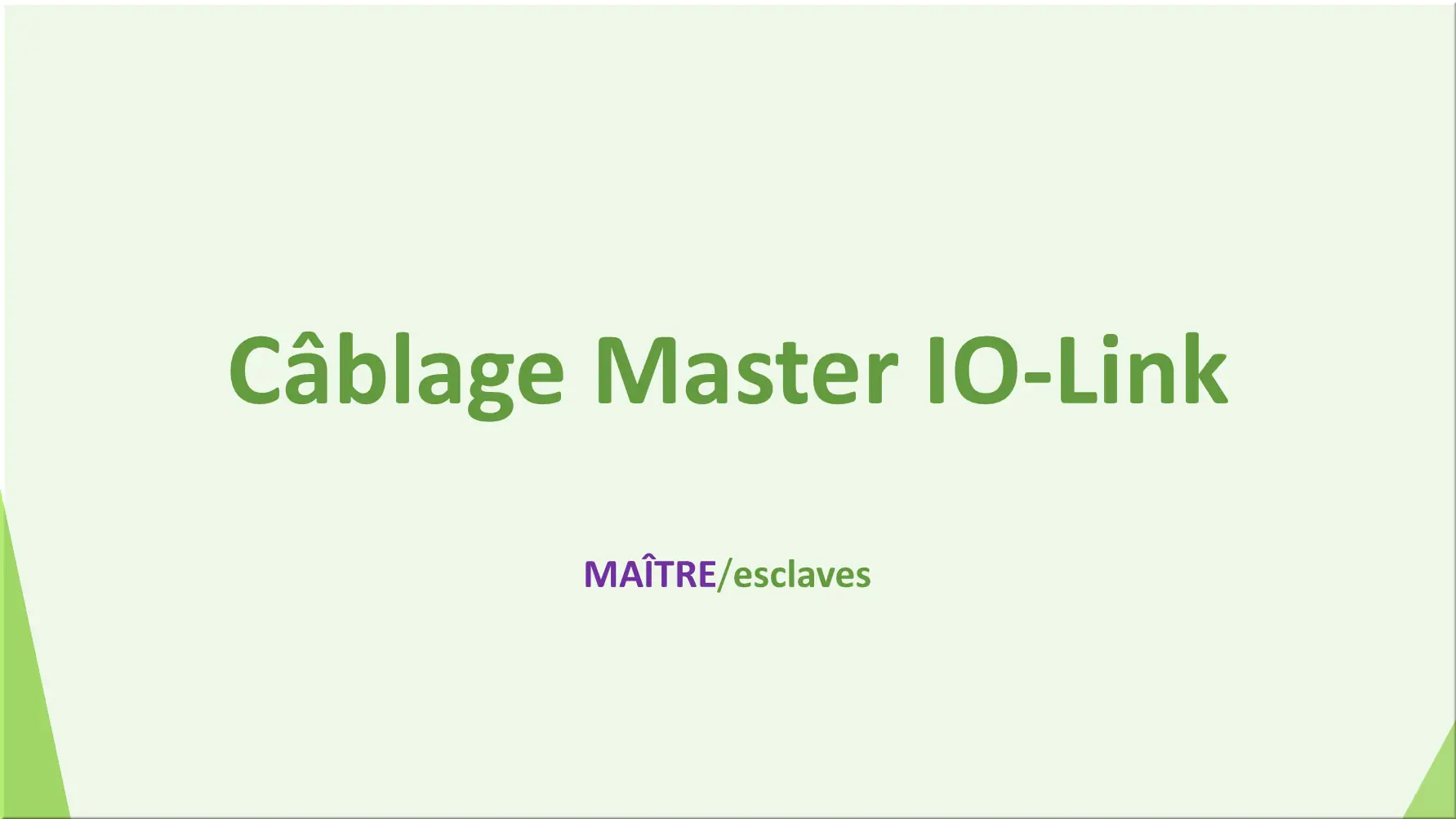 Câblage Master IO-Link
